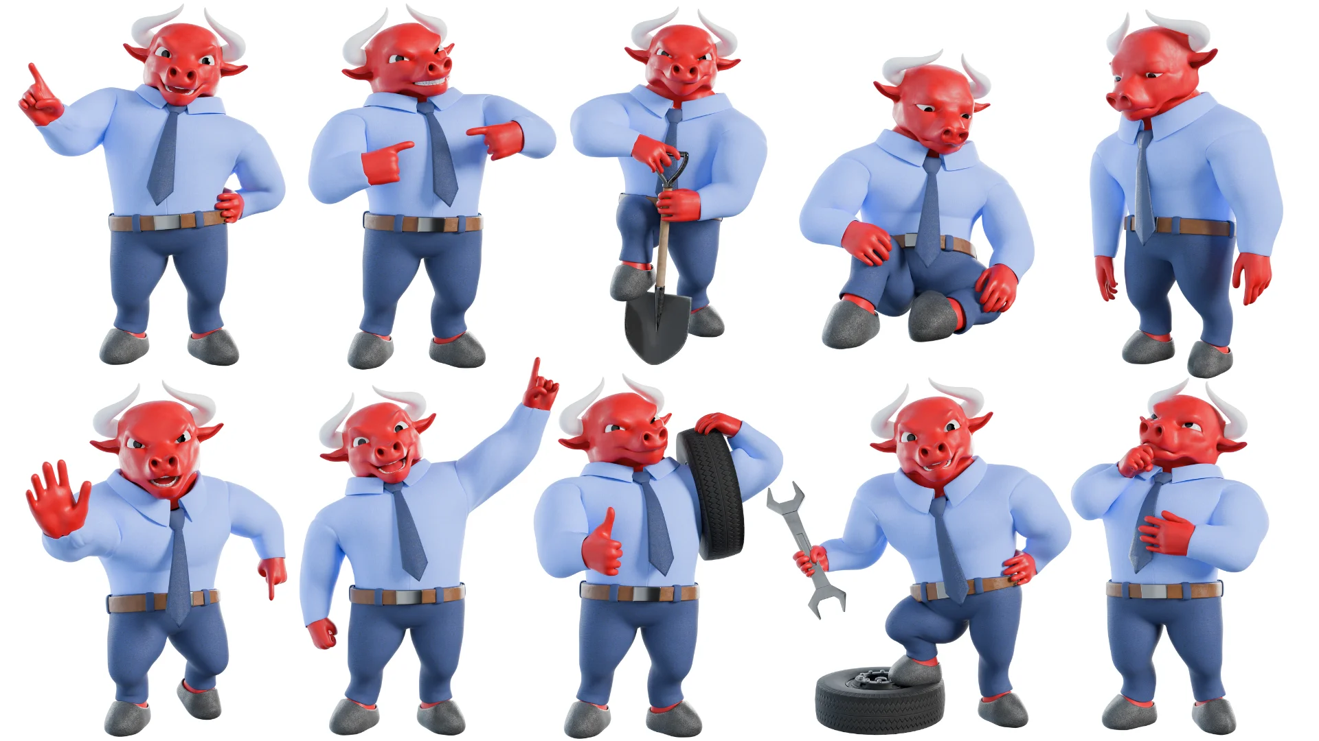Mascot poses: Business Bull — 9